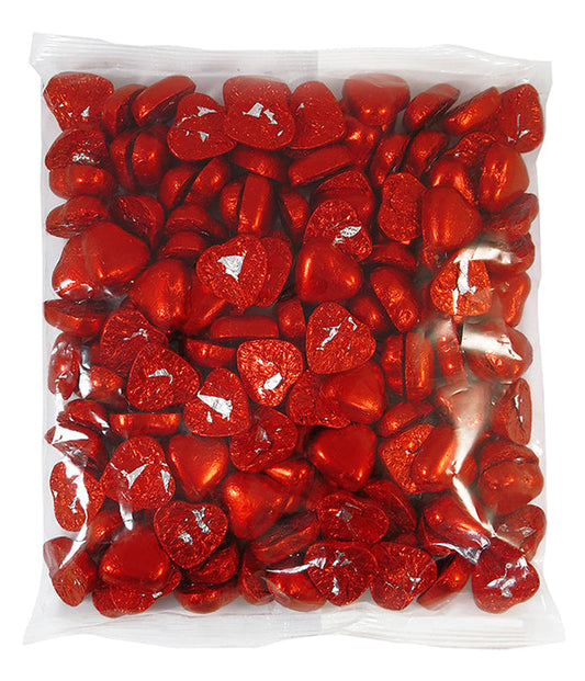 1kg Sweets Kingsway Red Foiled Milk Chocolate Hearts