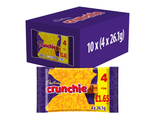Cadbury Crunchie Chocolate Bar 4 Pack Multipack 104.4g