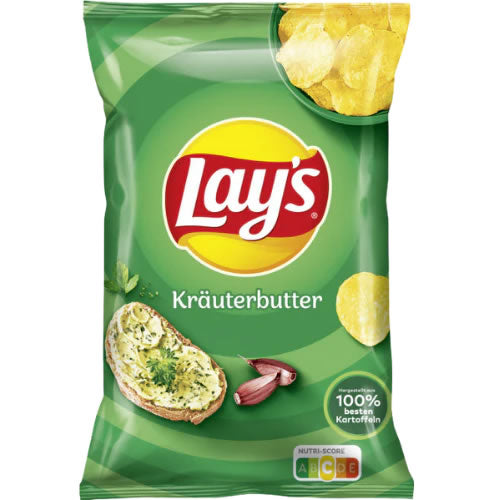 Bag of Lays Herb Krauterbutter Flavoured Crisps