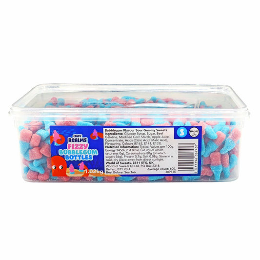 Candy Realms Fizzy Bubblegum Bottles Sweet Tub