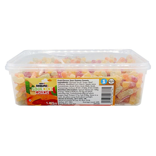 Candy Realms Sour Mini Worms Sweet Tub