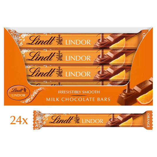 Lindt Lindor Orange Milk Chocolate Treat Bar Bulk Box x24