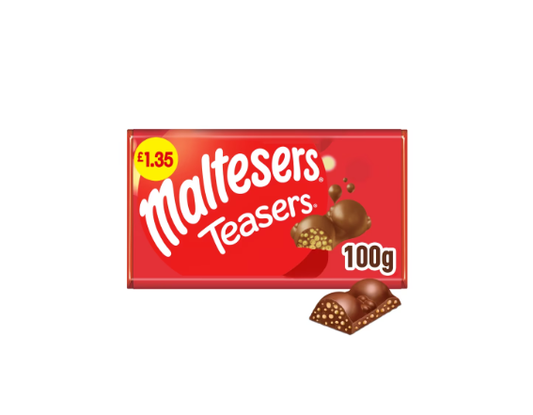 Maltesers Teasers Milk Chocolate Honeycomb Block Bar 100G