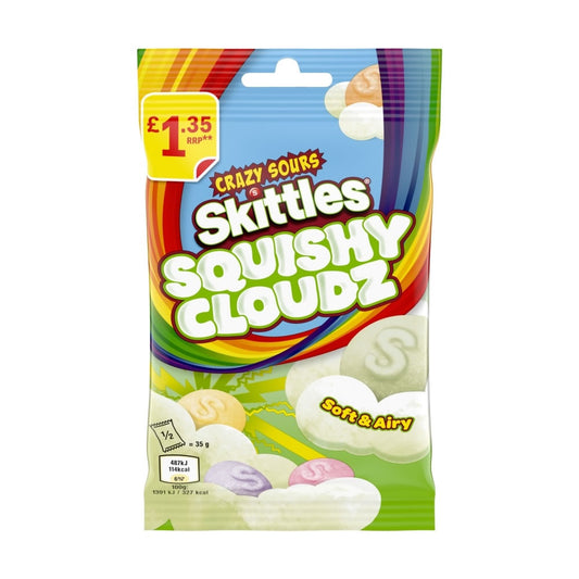 Skittles Squishy Cloudz Sour Sweets Fruit Flavoured Sweets Treat Bag