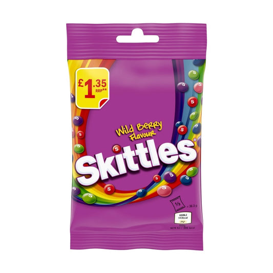 Skittles Vegan Chewy Sweets Wild Berry Fruit Flavoured Treat Bag