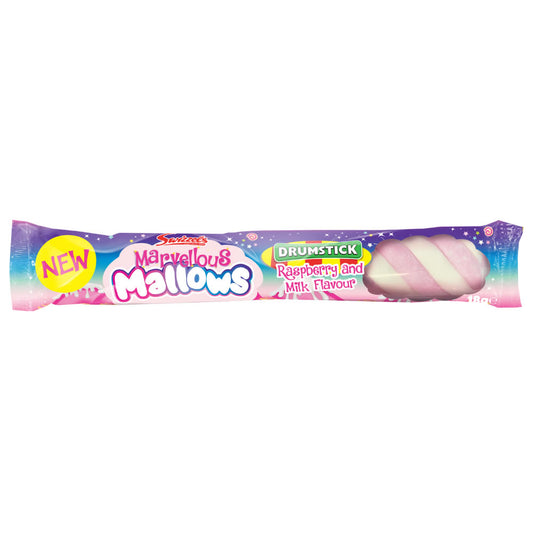 Swizzels Marvellous Mallows Raspberry And Milk Drumstick Flavour Marshmallow 18G
