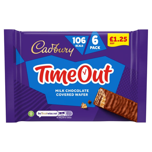 Cadbury Timeout Milk Chocolate Covered Wafer Biscuits 6 Pack
